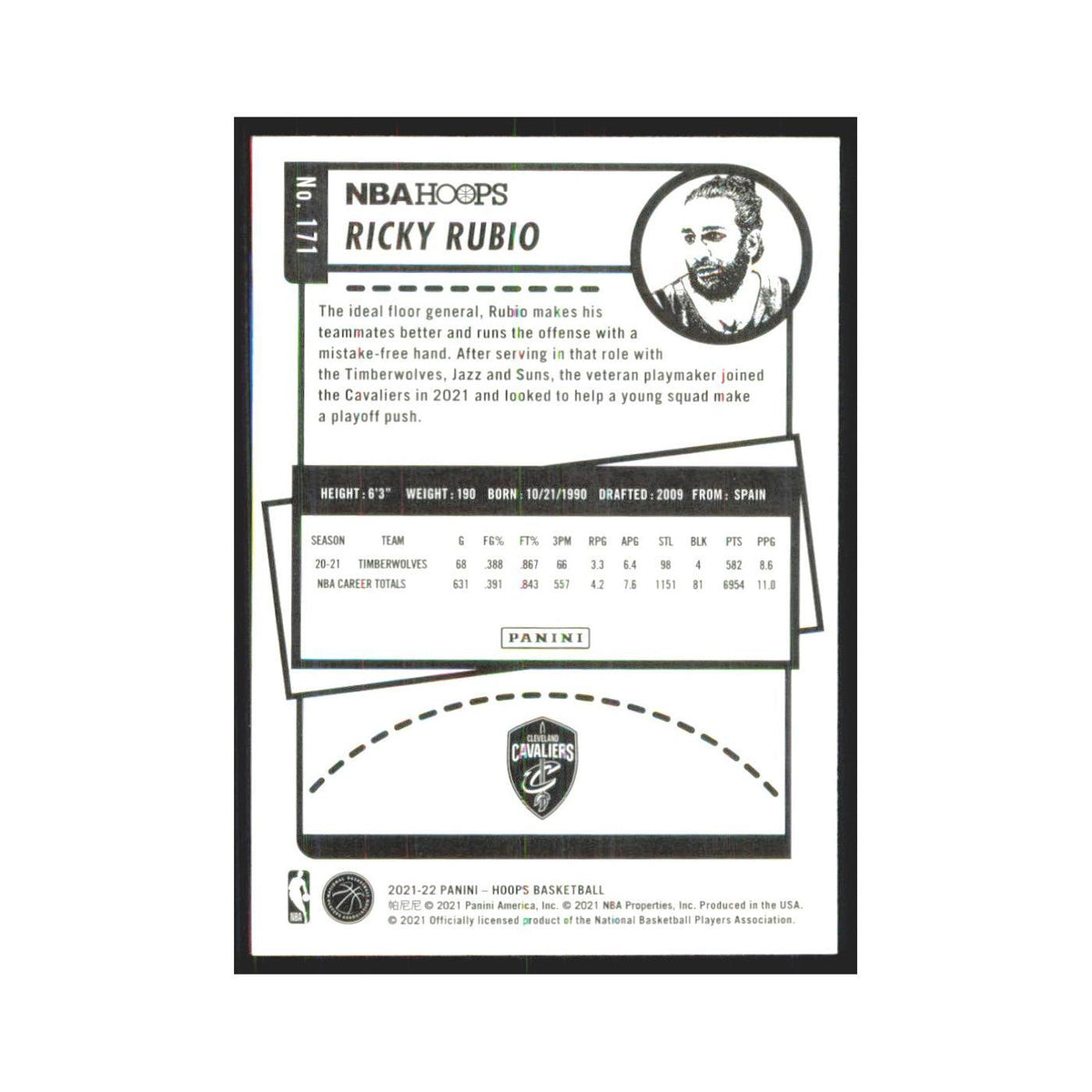 Ricky Rubio 2021 NBA Hoops #171 Cleveland Cavaliers Basketball Card NM