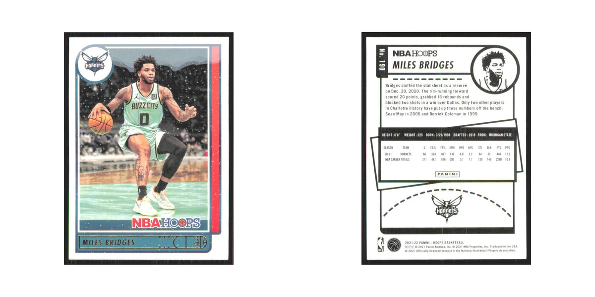 Miles Bridges 2021 NBA Hoops #190 Charlotte Hornets Basketball Card NM