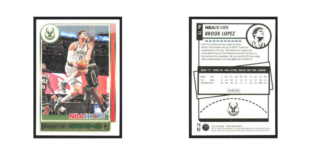Brook Lopez 2021 NBA Hoops #73 Milwaukee Bucks Basketball Card NM