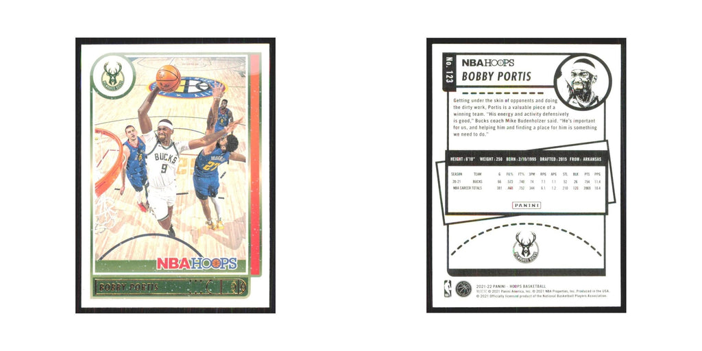 Bobby Portis 2021 NBA Hoops #123 Milwaukee Bucks Basketball Card NM