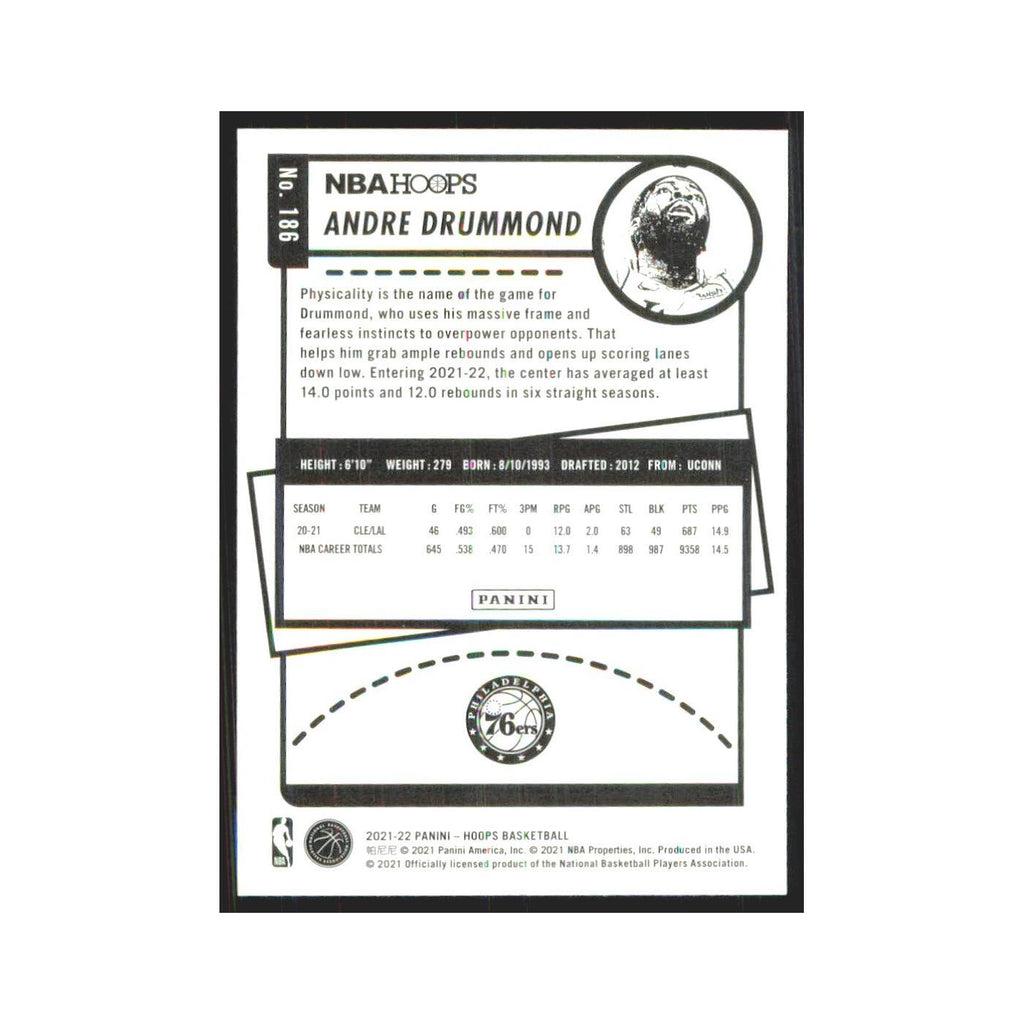 Andre Drummond 2021 NBA Hoops #186 Philadelphia 76ers Basketball Card NM