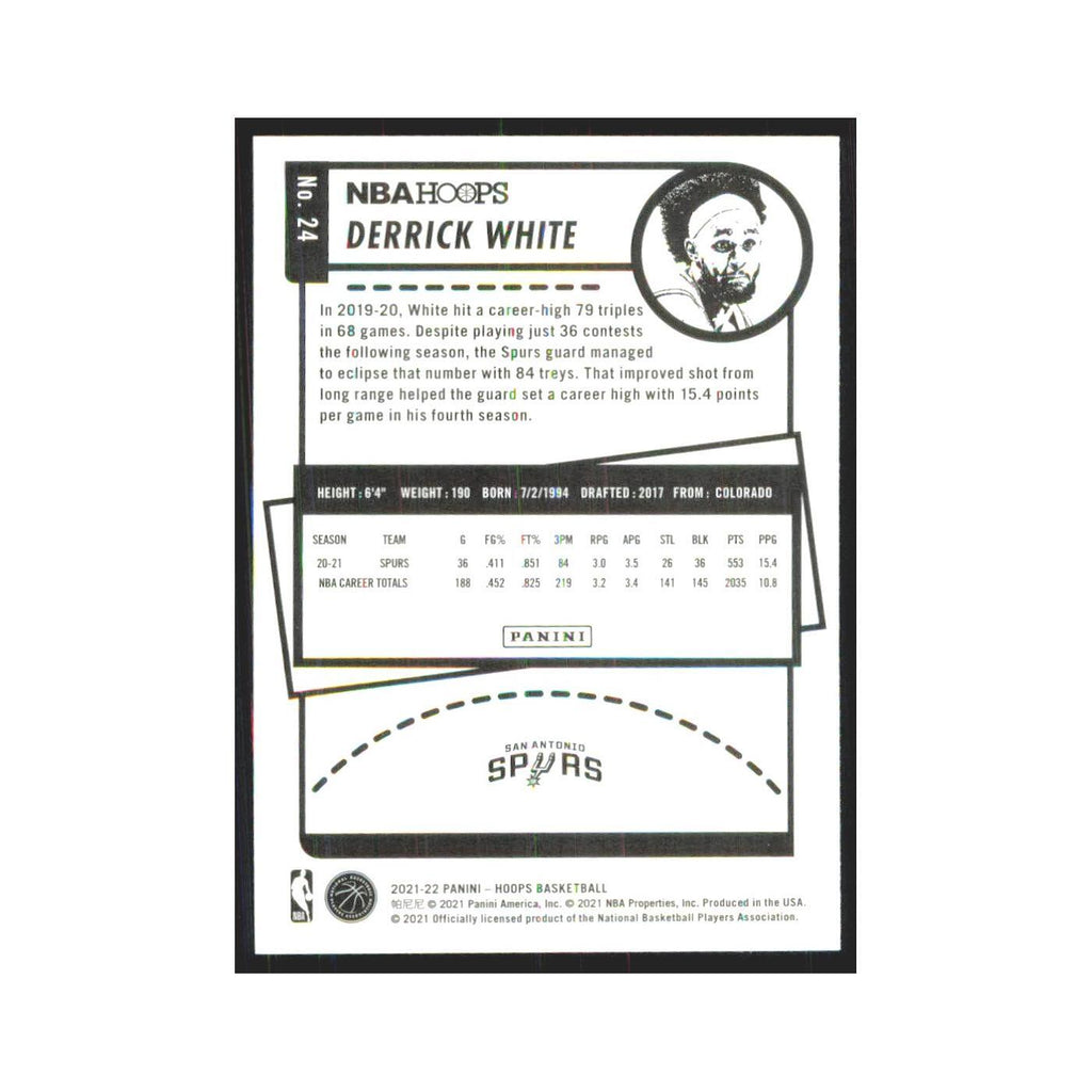 Derrick White 2021 NBA Hoops #24 San Antonio Spurs Basketball Card NM