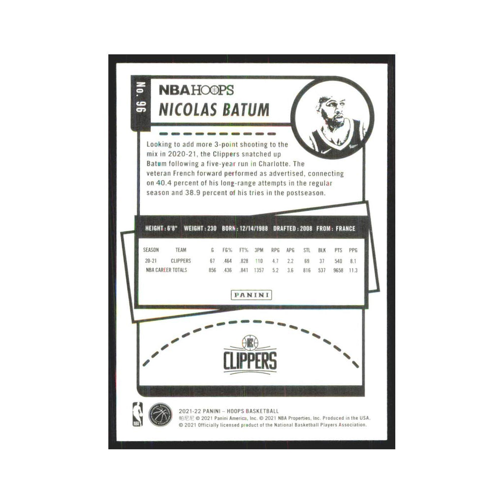 Nicolas Batum 2021 NBA Hoops #96 Los Angeles Clippers Basketball Card NM