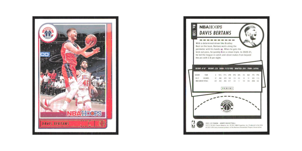 Davis Bertans 2021 NBA Hoops #130 Washington Wizards Basketball Card NM