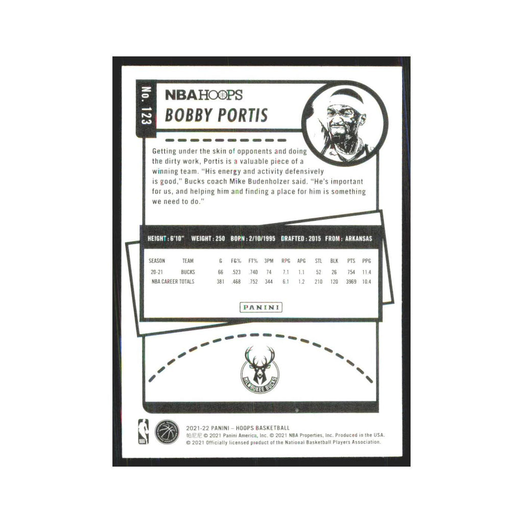 Bobby Portis 2021 NBA Hoops #123 Milwaukee Bucks Basketball Card NM