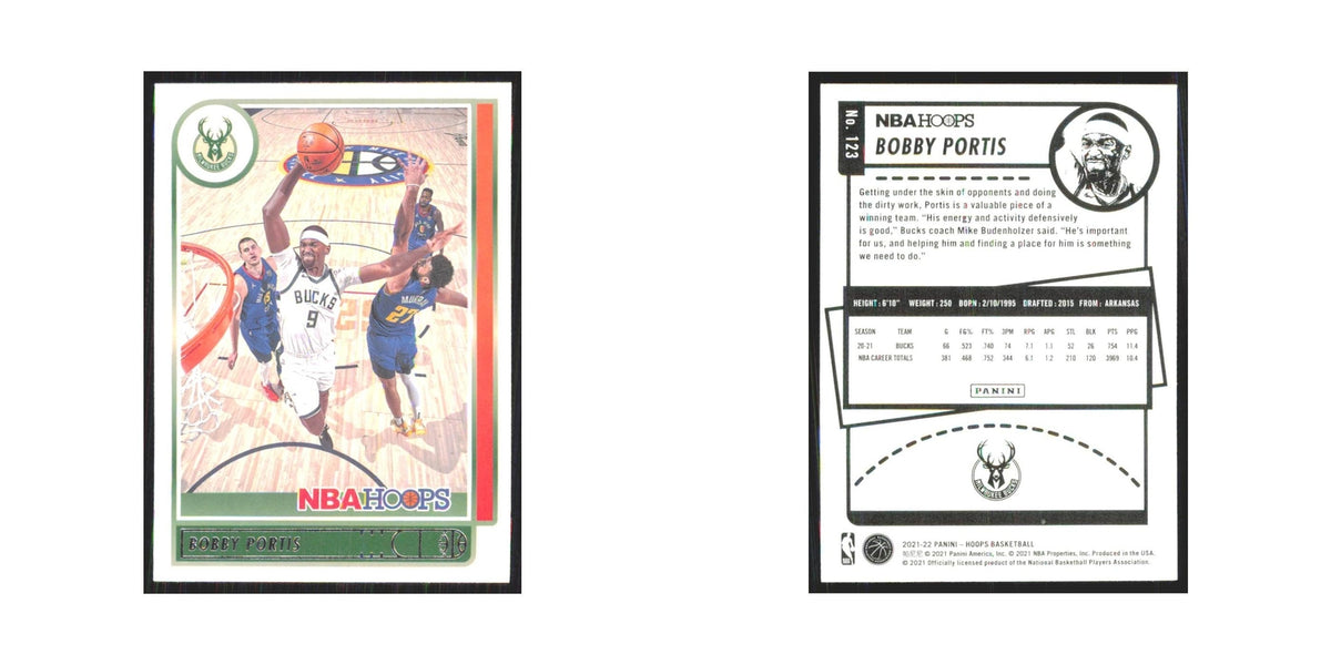Bobby Portis 2021 NBA Hoops #123 Milwaukee Bucks Basketball Card NM