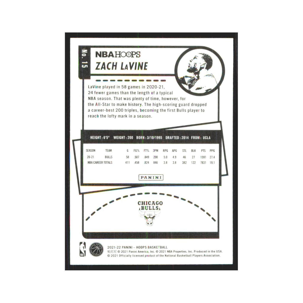Zach LaVine 2021 NBA Hoops #15 Chicago Bulls Basketball Card NM
