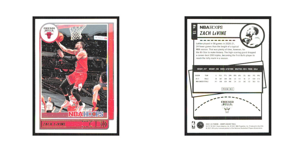 Zach LaVine 2021 NBA Hoops #15 Chicago Bulls Basketball Card NM