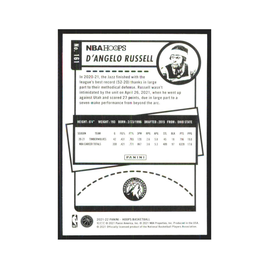 D'Angelo Russell 2021 NBA Hoops #161 Minnesota Timberwolves Basketball Card NM