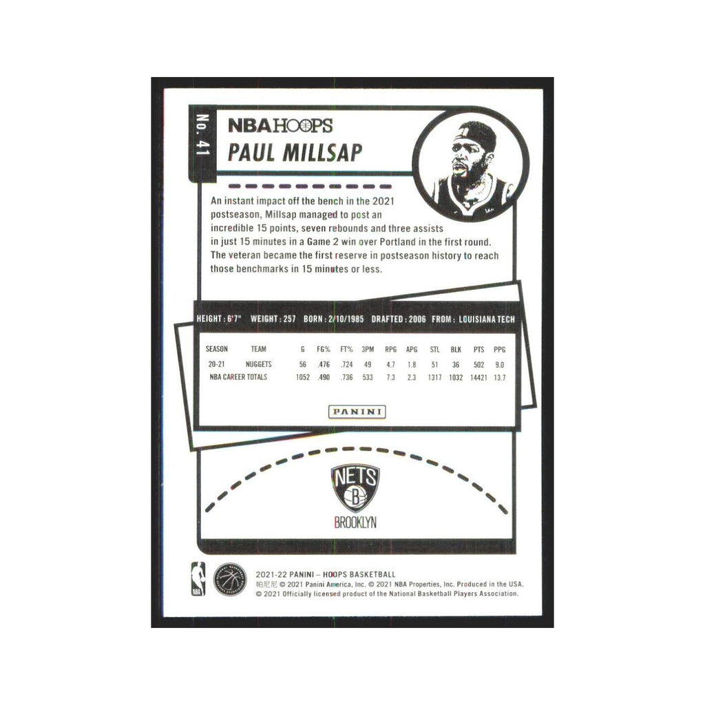 Paul Millsap 2021 NBA Hoops #41 Brooklyn Nets Basketball Card NM