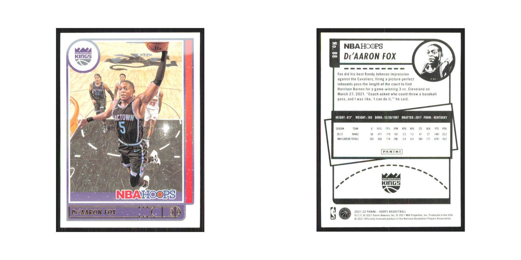 De'Aaron Fox 2021 NBA Hoops #88 Sacramento Kings Basketball Card NM