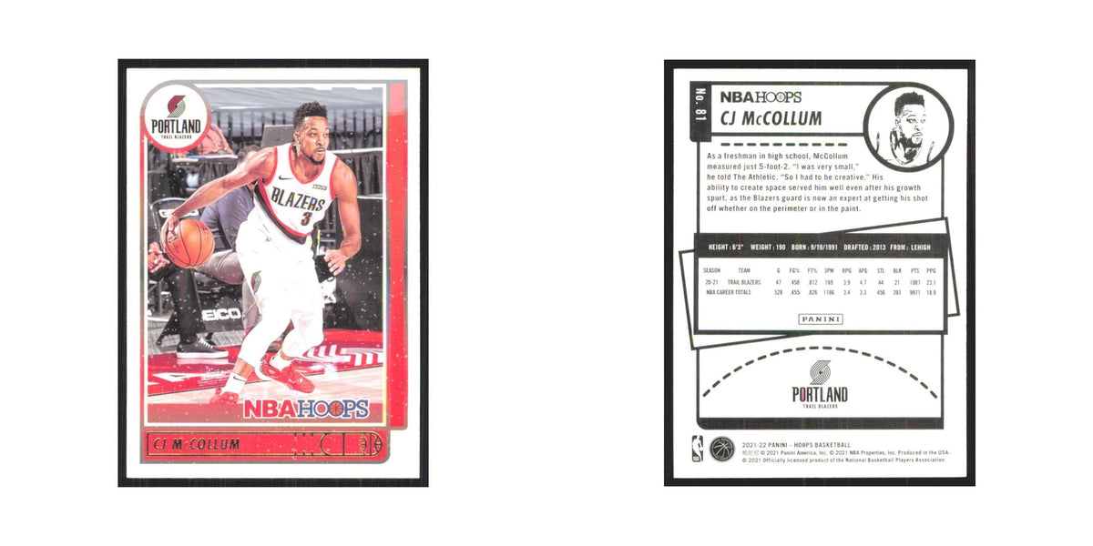 CJ McCollum 2021 NBA Hoops #81 Portland Trail Blazers Basketball Card NM