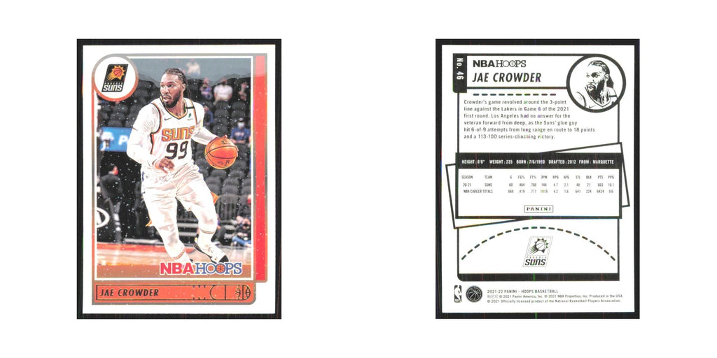 Jae Crowder 2021 NBA Hoops #46 Phoenix Suns Basketball Card NM