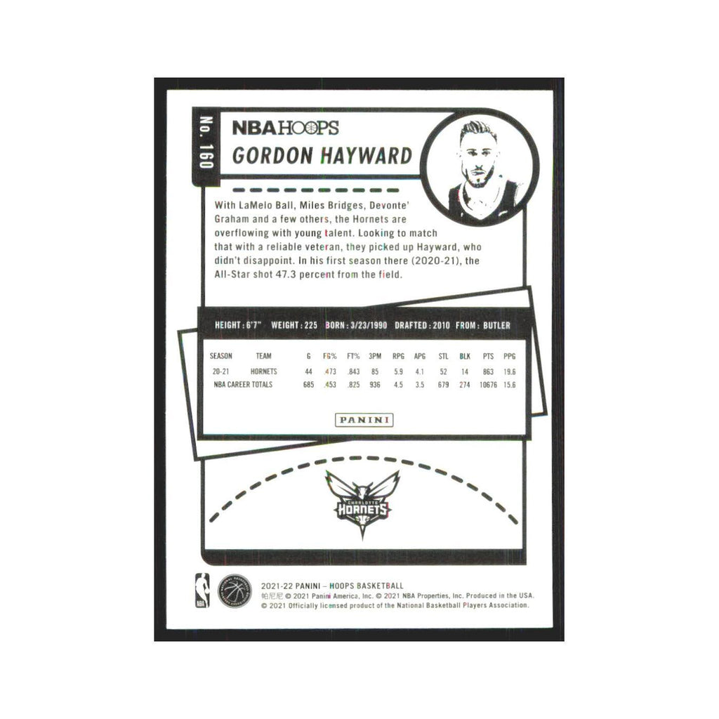 Gordon Hayward 2021 NBA Hoops #160 Charlotte Hornets Basketball Card NM