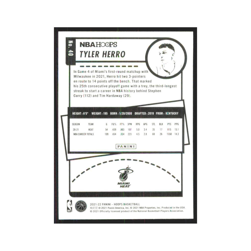 Tyler Herro 2021 NBA Hoops #40 Miami Heat Basketball Card NM