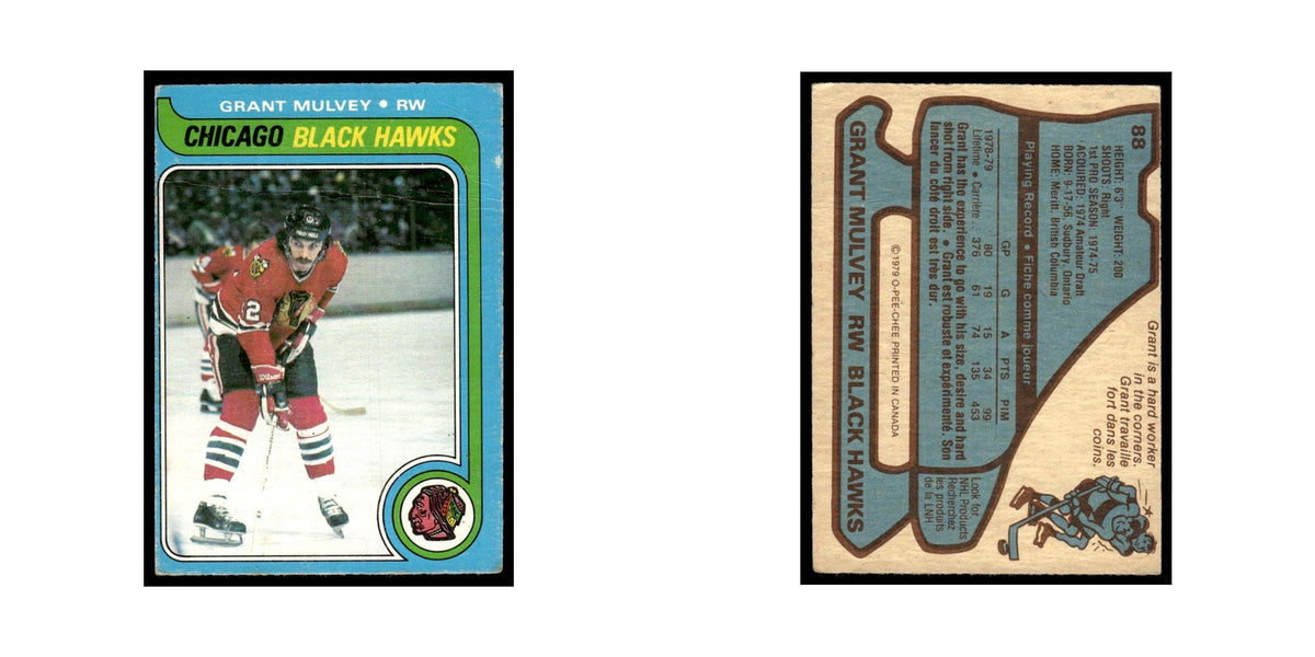 Grant Mulvey 1979 O-Pee-Chee (Damaged) #88 Chicago Blackhawks Hockey Card Poor