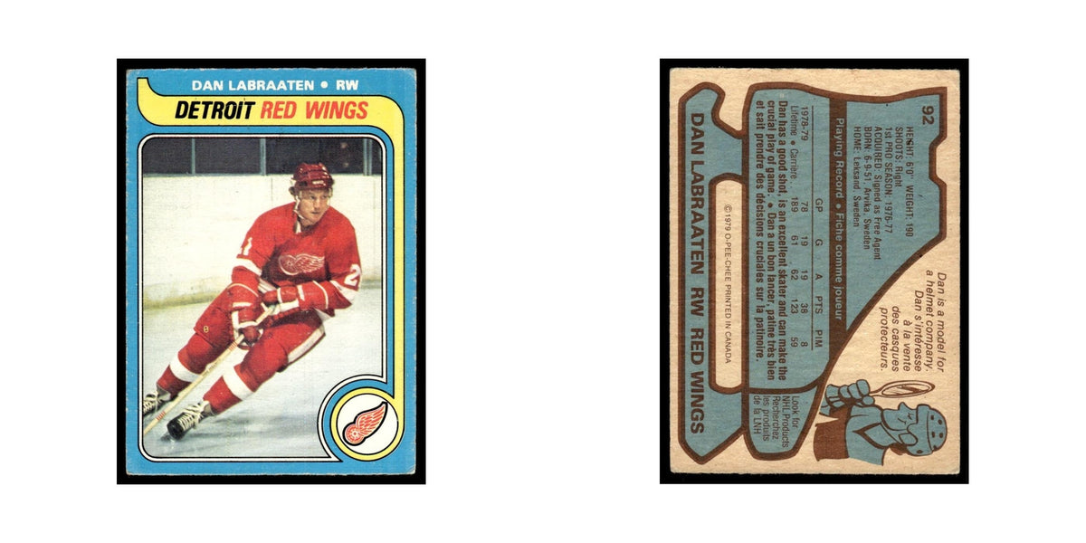 Dan Labraaten 1979 O-Pee-Chee (Damaged) #92 Detroit Red Wings Hockey Card Poor