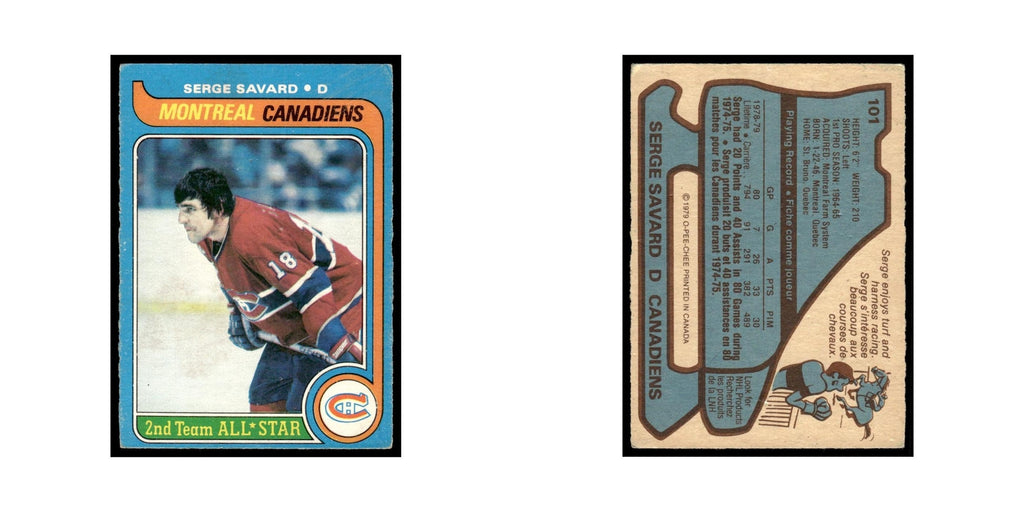 Serge Savard 1979 O-Pee-Chee (Damaged) #101 Montreal Canadiens Hockey Card Poor
