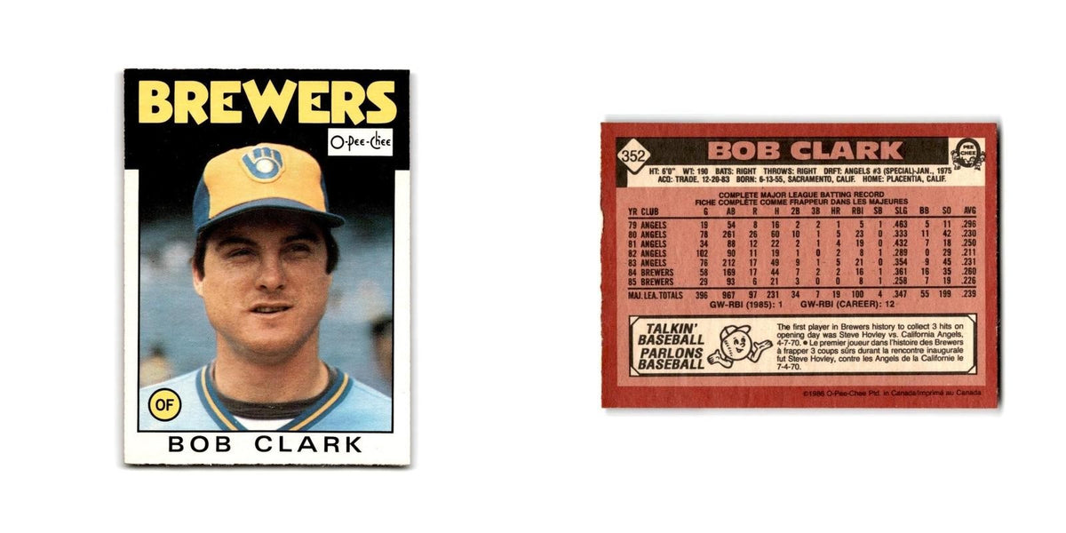 Bob Clark 1986 O-Pee-Chee #352 Milwaukee Brewers Baseball Card NM