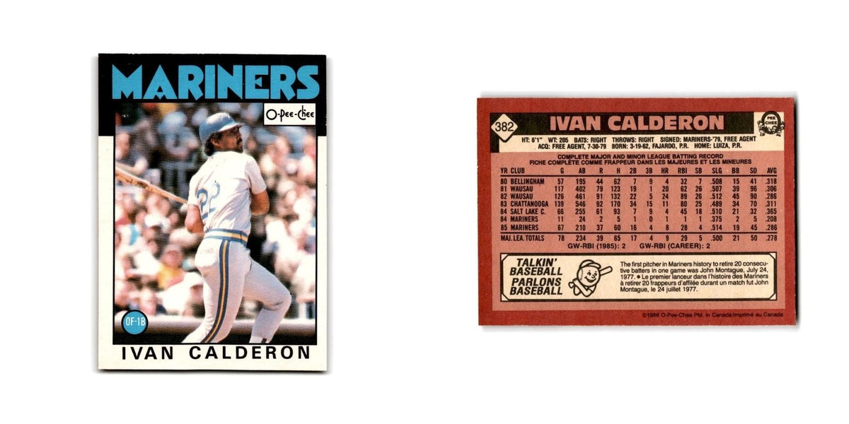 Ivan Calderon 1986 O-Pee-Chee #382 Seattle Mariners Baseball Card NM