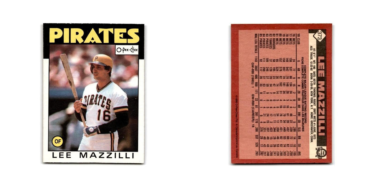 Lee Mazzilli 1986 O-Pee-Chee #373 Pittsburgh Pirates Baseball Card NM