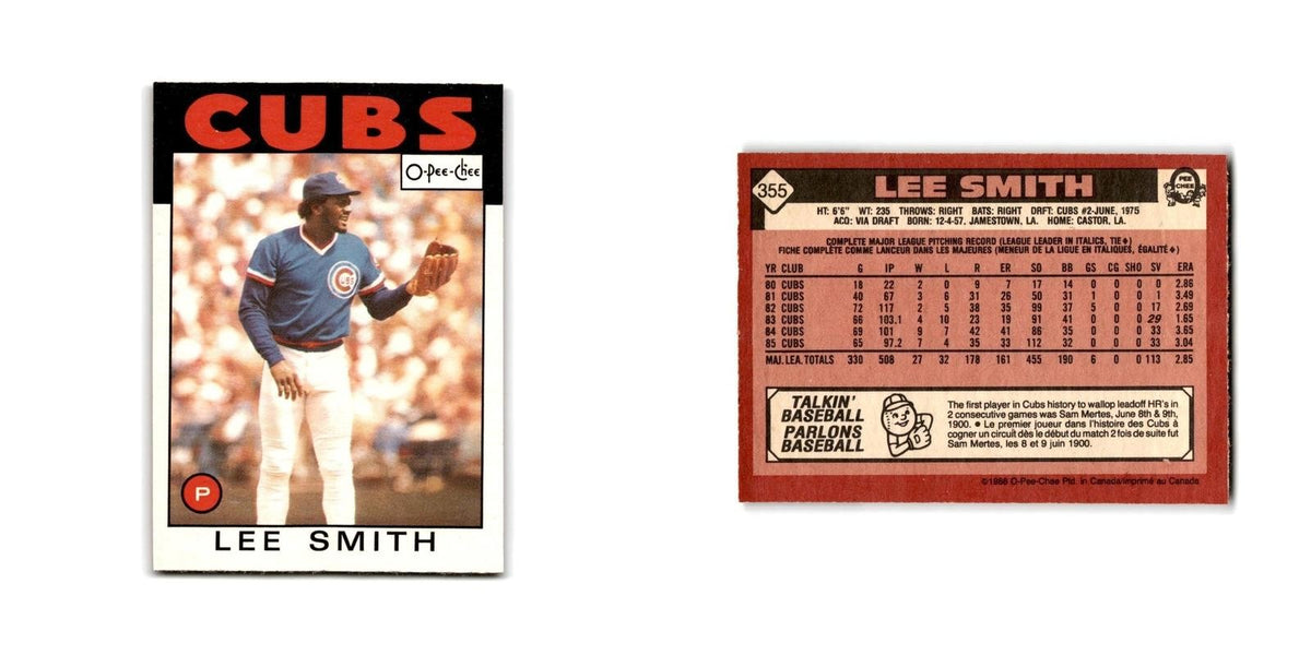 Lee Smith 1986 O-Pee-Chee #355 Chicago Cubs Baseball Card NM