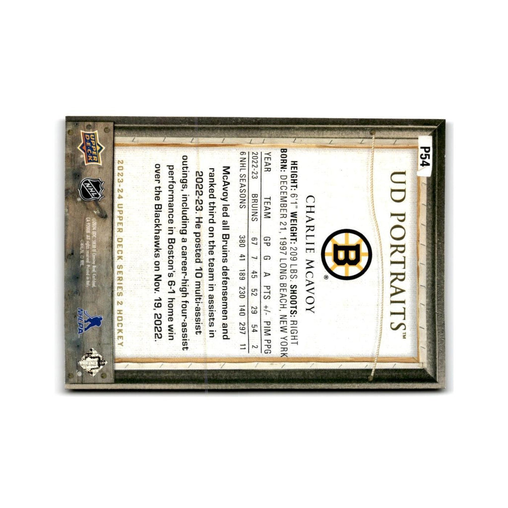 2023 Upper Deck UD Portraits Charlie McAvoy Boston Bruins #P54