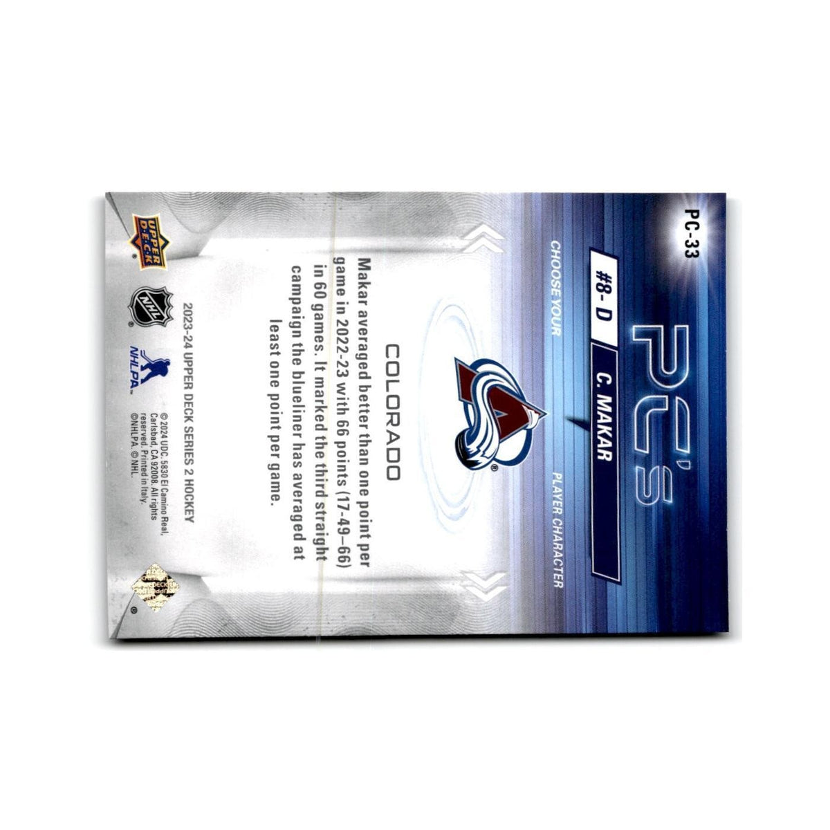 2023 Upper Deck PC's Cale Makar Colorado Avalanche #PC-33