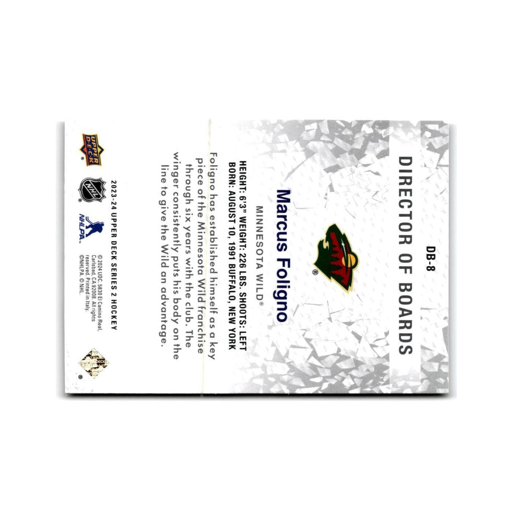 2023 Upper Deck Director of Boards Marcus Foligno Minnesota Wild #DB-8
