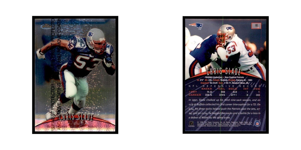 1998 Topps Finest w/coating Chris Slade Football Cards #18