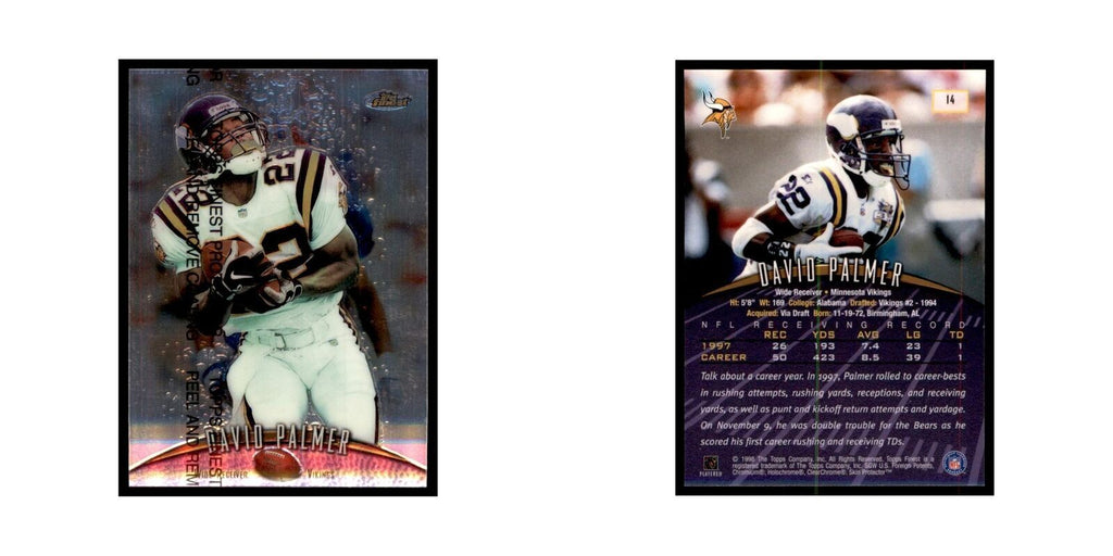 1998 Topps Finest w/coating David Palmer Football Cards #14