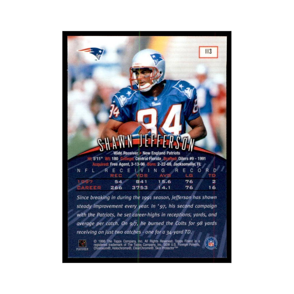 1998 Topps Finest w/coating Shawn Jefferson Football Cards #113