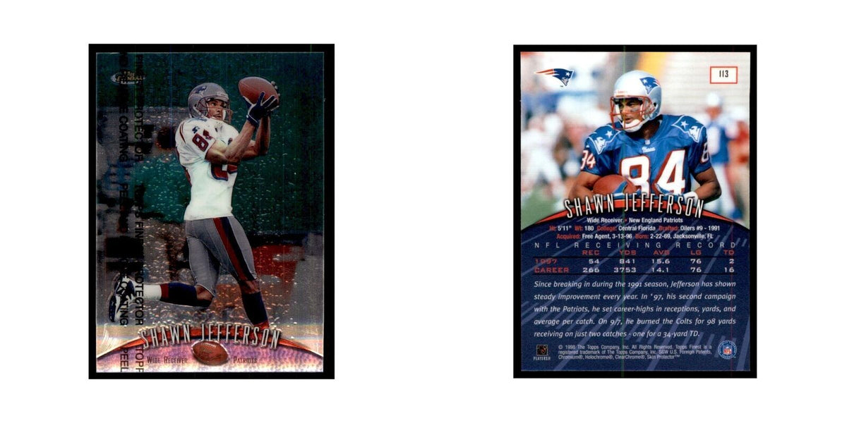 1998 Topps Finest w/coating Shawn Jefferson Football Cards #113