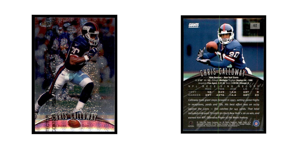 1998 Topps Finest w/coating Chris Calloway Football Cards #102