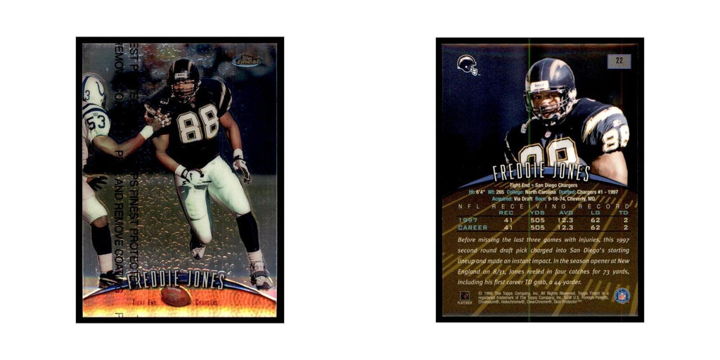 1998 Topps Finest w/coating Freddie Jones Football Cards #22