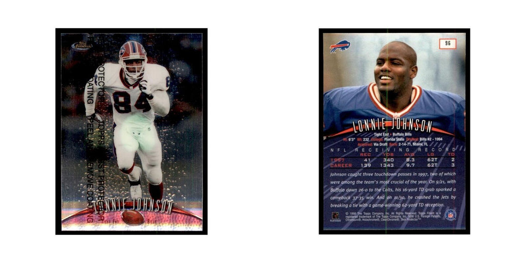 1998 Topps Finest w/coating Lonnie Johnson Football Cards #96