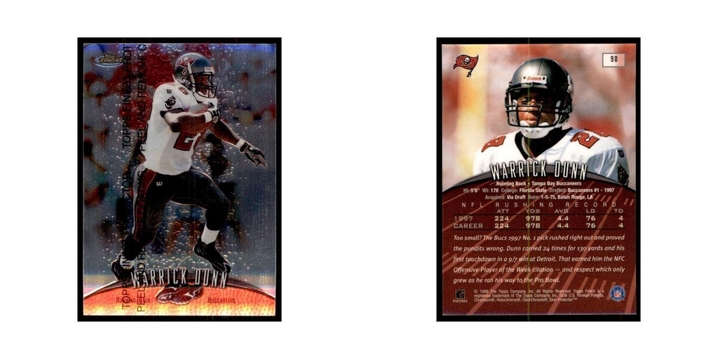 1998 Topps Finest w/coating Warrick Dunn Football Cards #90