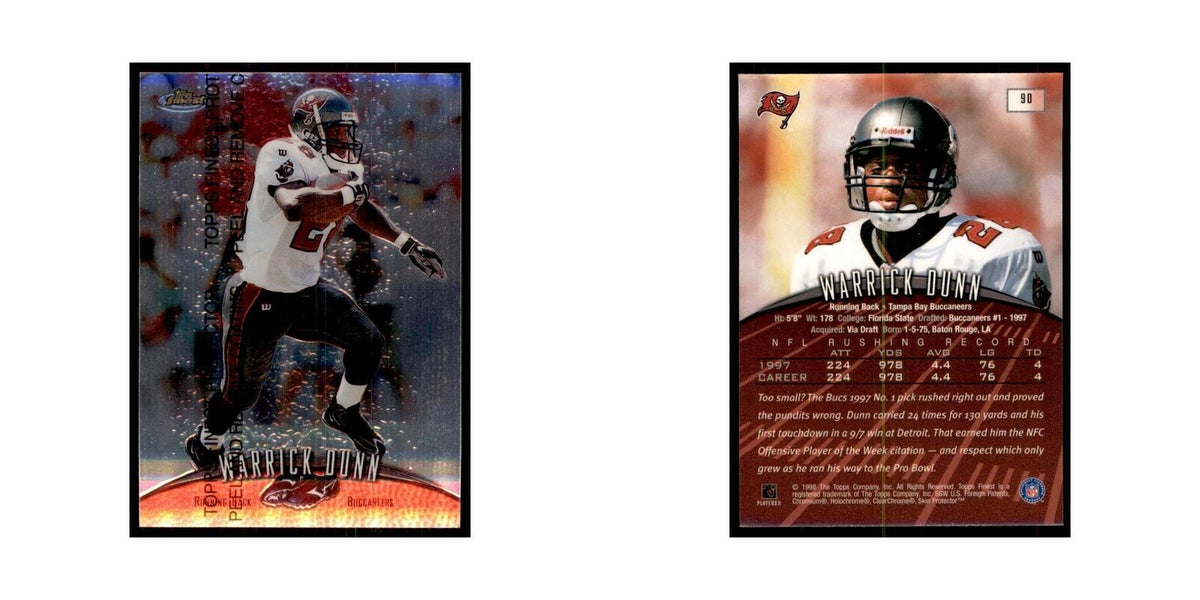 1998 Topps Finest w/coating Warrick Dunn Football Cards #90