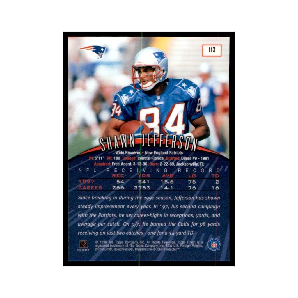 1998 Topps Finest w/coating Shawn Jefferson Football Cards #113