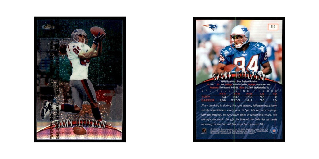 1998 Topps Finest w/coating Shawn Jefferson Football Cards #113