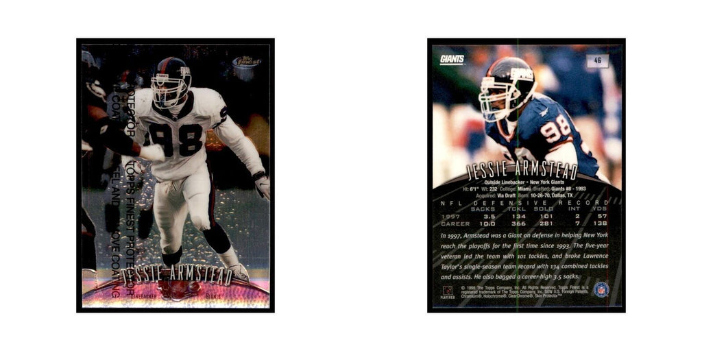 1998 Topps Finest w/coating Jessie Armstead Football Cards #46