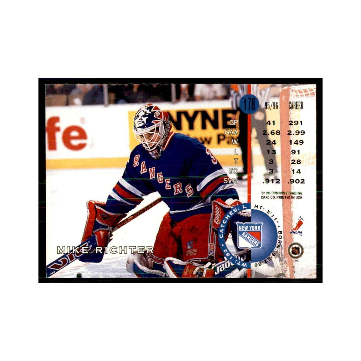 Mike Richter 1996 Leaf #178 Hockey Cards Hockey Card NM
