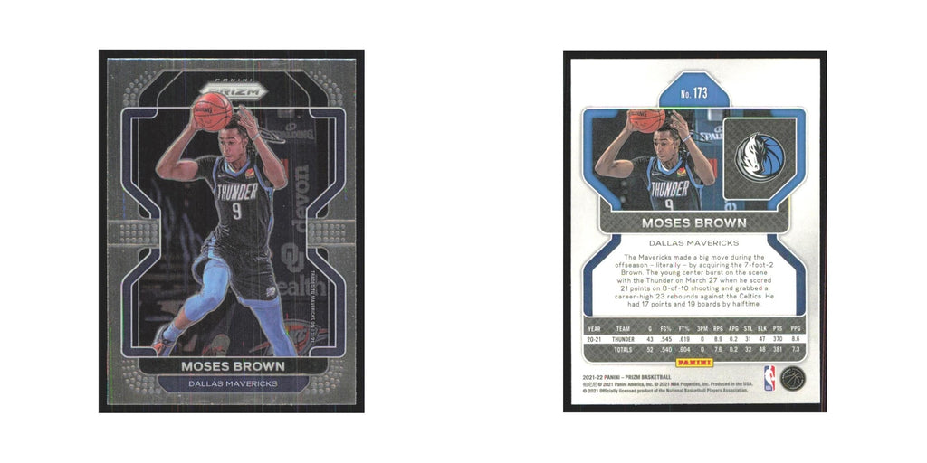 Moses Brown 2021 Panini Prizm #173 Dallas Mavericks Basketball Card NM