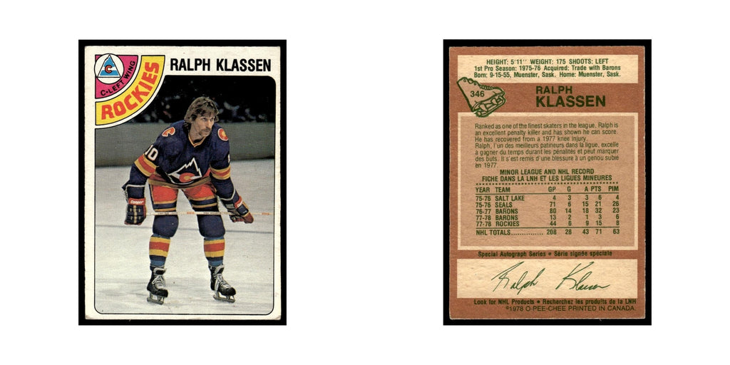 Ralph Klassen 1978 O-Pee-Chee (Damaged) #346 Colorado Rockies Hockey Card Poor