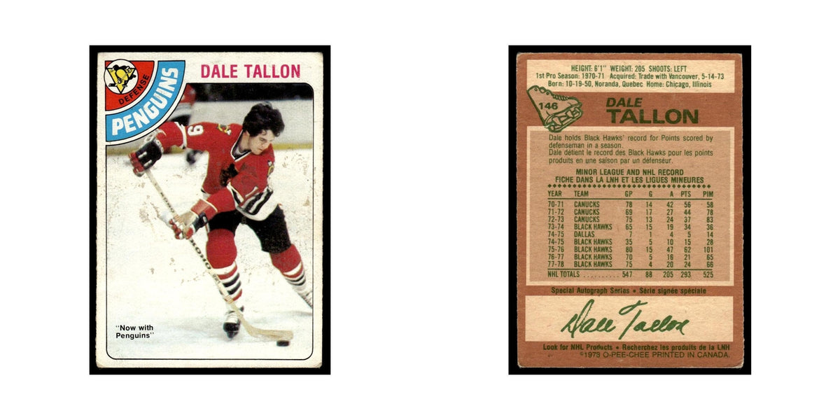 Dale Tallon 1978 O-Pee-Chee (Damaged) #146 Pittsburgh Penguins Hockey Card Poor