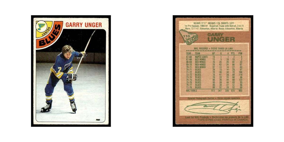 Garry Unger 1978 O-Pee-Chee #110 St. Louis Blues Hockey Card VG