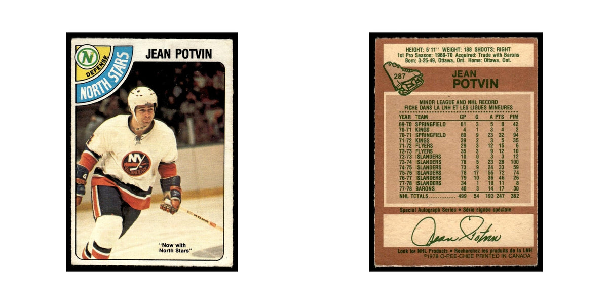 Jean Potvin 1978 O-Pee-Chee #287 Minnesota North Stars Hockey Card VG