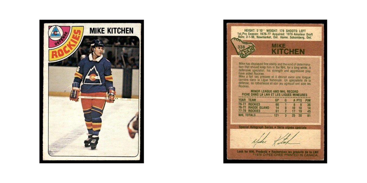 Mike Kitchen 1978 O-Pee-Chee (Damaged) #338 Colorado Rockies Hockey Card Poor