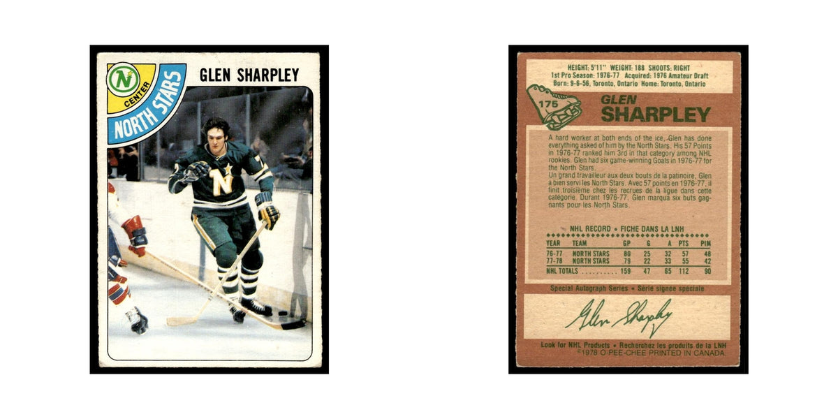 Glen Sharpley 1978 O-Pee-Chee #175 Minnesota North Stars Hockey Card VG