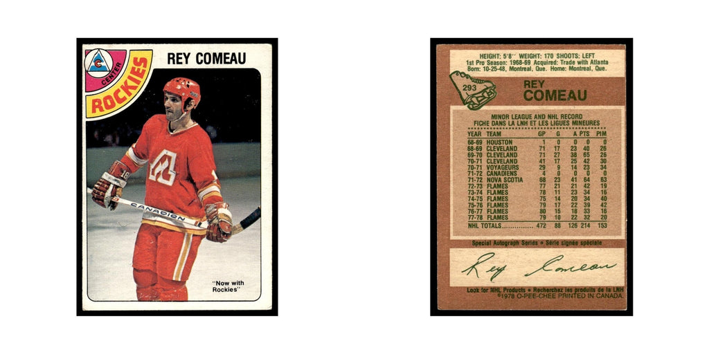 Rey Comeau 1978 O-Pee-Chee #293 Colorado Rockies Hockey Card VG